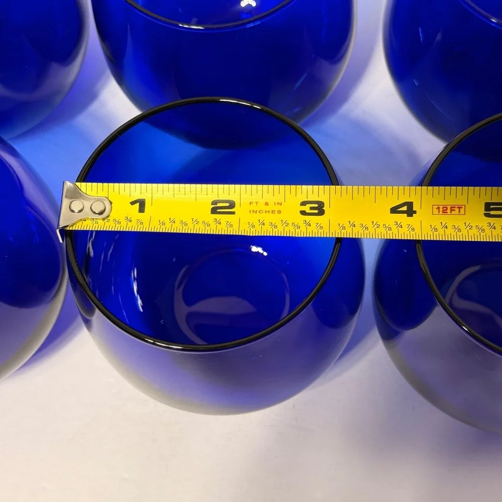 Set of 6 Cobalt Blue Stemless Wine Glasses 4